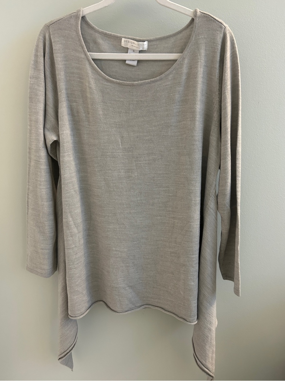 Design History Light Gray Asymmetric Tunic Top